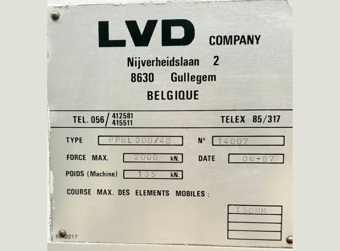 Presse plieuse LVD 4000 x 200T 6